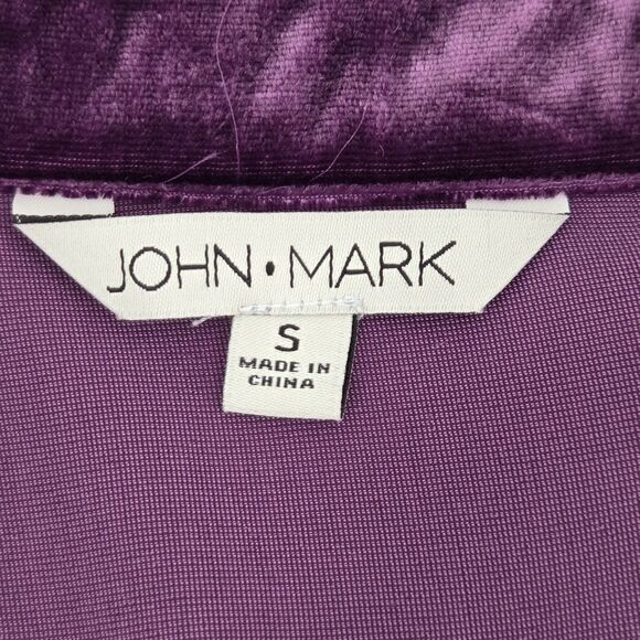 John Mark Button Up Down Shirt Womens Size S Purple Velvet Wire Collar Holiday - Picture 4 of 9